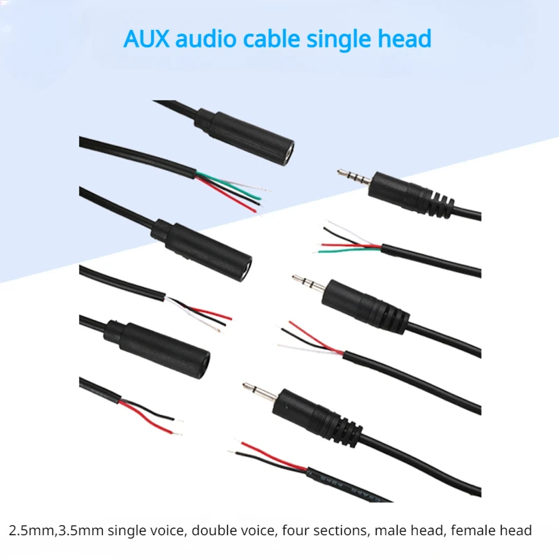 2.5/3.5mm Male Plug/Female Jack Mono/Stereo AUX 2/3/4Pole To Bare Wire Connector DIY Audio Headphone Repair Extension Cable