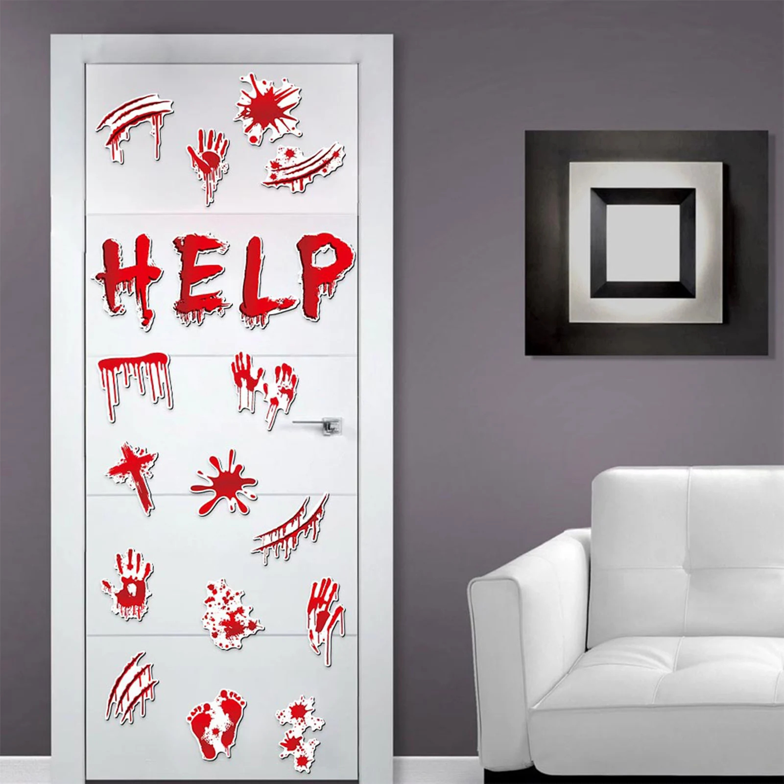 Happy Halloween Garage Magnet Stickers Red Horror Bloody Decorative Stickers for Fridge Car Metal Door