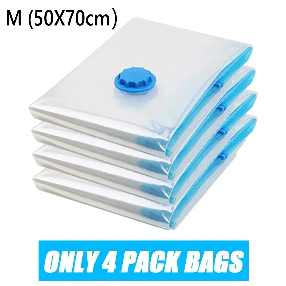 4 Pack Vacuum Storage Bags, Space Saver Bags Compression for Comforters and Blankets, Sealer Clothes Travel Packing Organizer