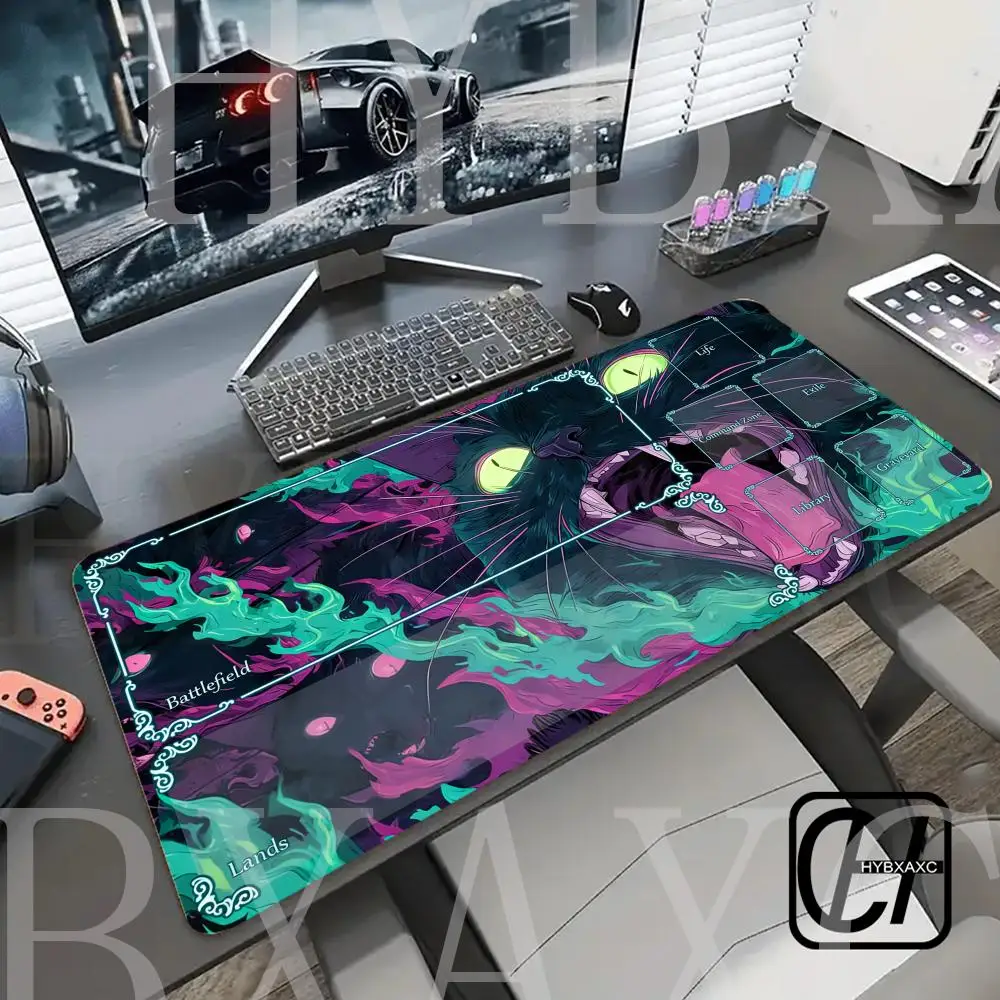 

Fantasy Demon Black Cat Magic Card Gaming Mats with zone mtg HYBXAXC HD desk mat Commander Playmat suitable for game gathering