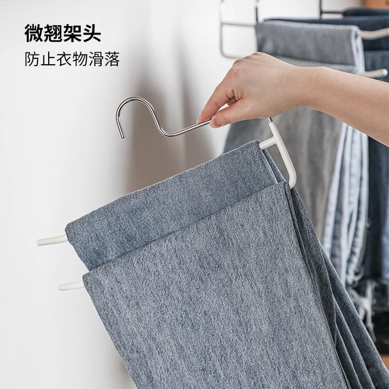 5개입 PVC 코팅 두꺼운 미끄럼 방지 바지 걸이, 욕실 이중 행 미끄럼 방지 수건 걸이, 캐비닛 스카프 타이 보관 걸이