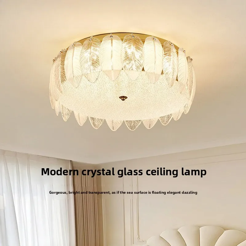 

Luxury Crystal Glass Ceiling Light Full Spectrum French Style Bedroom Lighting Modern Chandelier