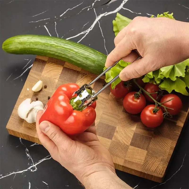 Stainless Steel Corers Portable Core Remover Fruit and Vegetable Core Extractor Kitchen Tools for Pitting Chili Peppers Melons