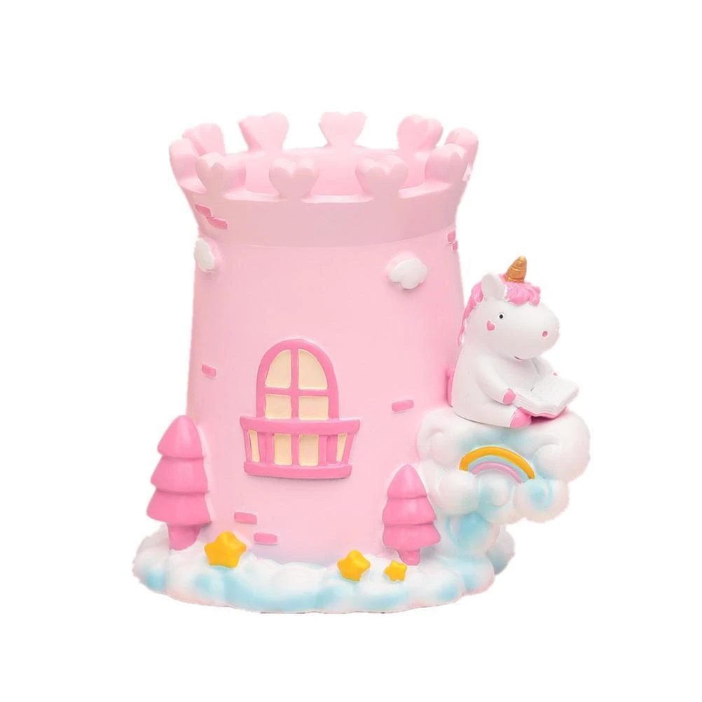 Pen Holder Resin Castle Pencil Organizer Brush Scissor Storage Holder Desktop Decoration