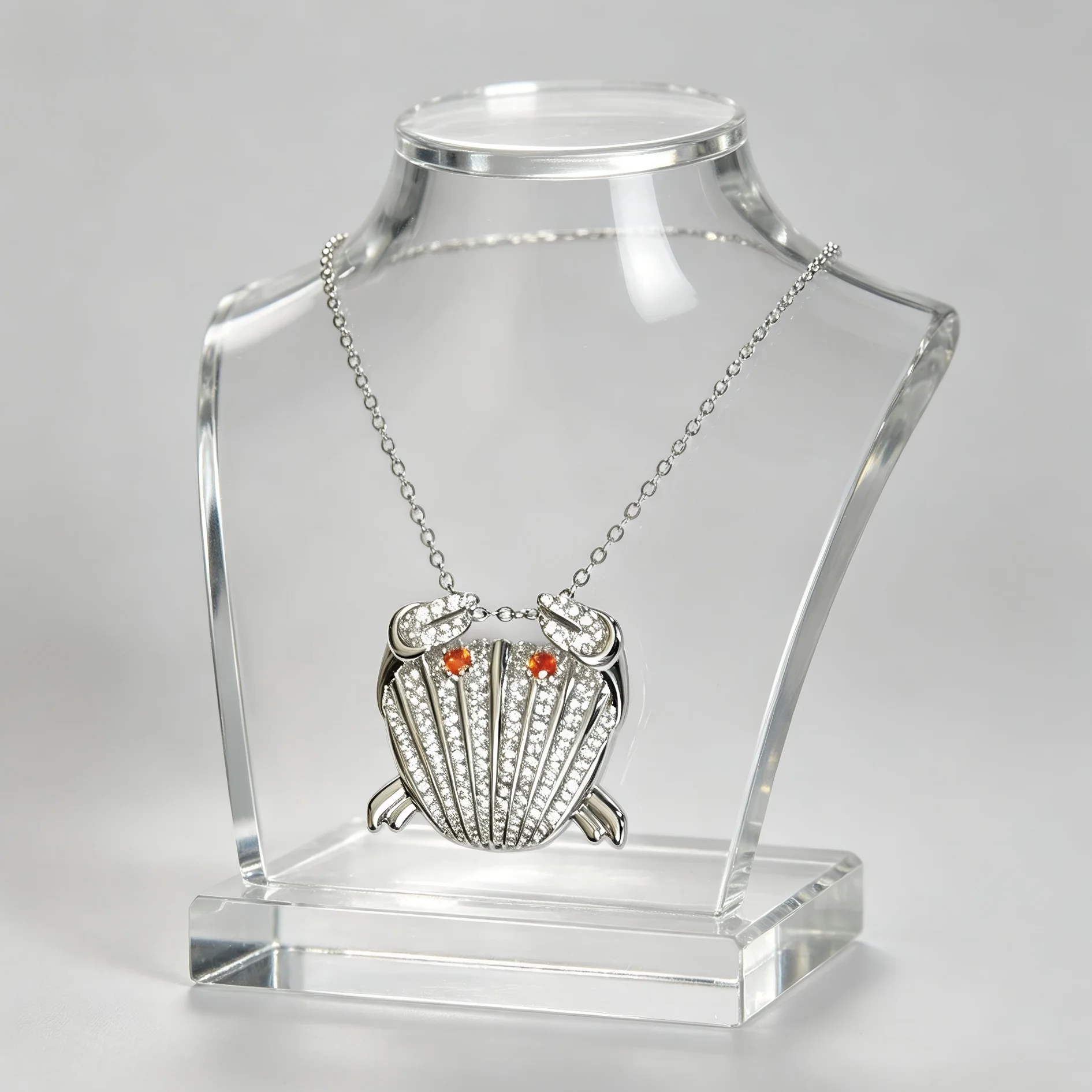 

Silver Copper Zircon Crab Pendant Necklace, Cute Ocean Animal Design Chain Necklace for Women Daily Jewelry Gift