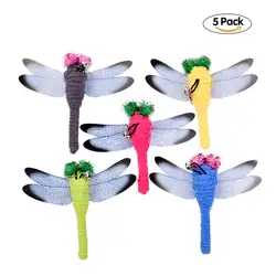 5Pcs Cat Toys Dragonfly Replacement Head Interactive Cat Teaser Stick Replacement Head Plush Cat Teaser Wand Pet Products