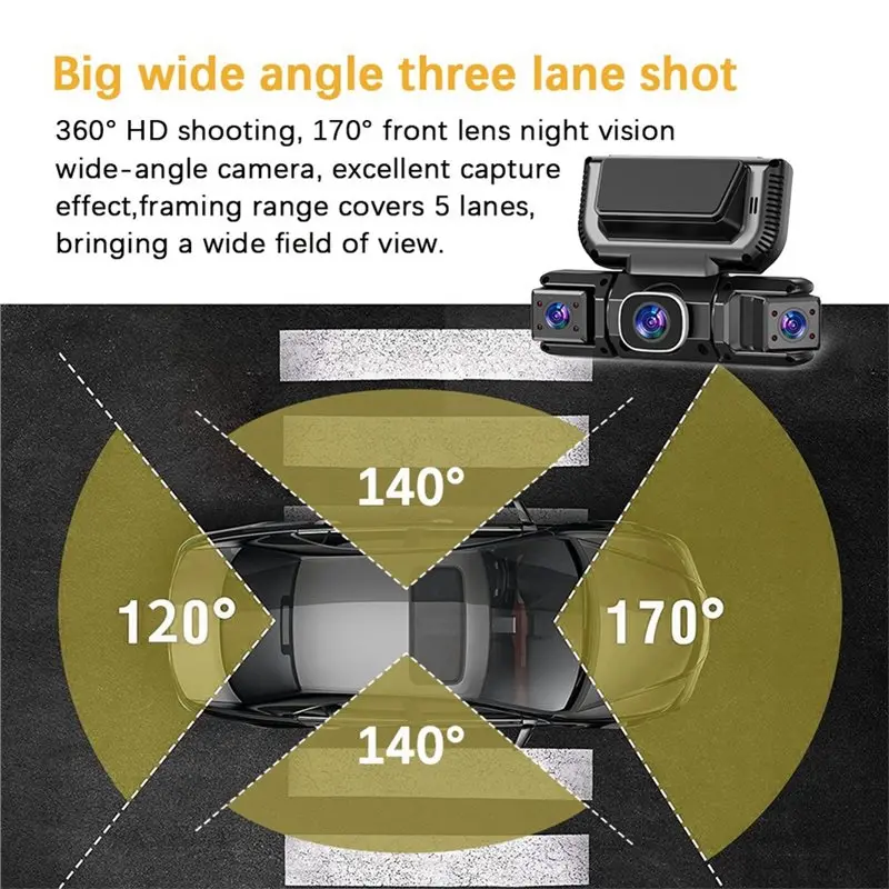 Wifi Dash Cam Car DVR 4 Camera 1080P 4-Way View Video Recording Device With 24 Hours Parking Alert Hardwire Installation Kit