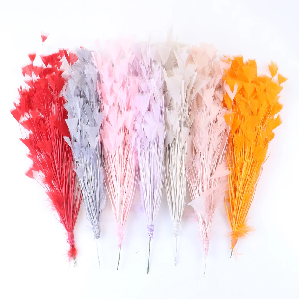 Multicolor Turkey Goose Feather Flower DIY Headdress Decoration Triangle Tipped Coque Burnt Peacock Feather Plumage Crafts 10Pcs