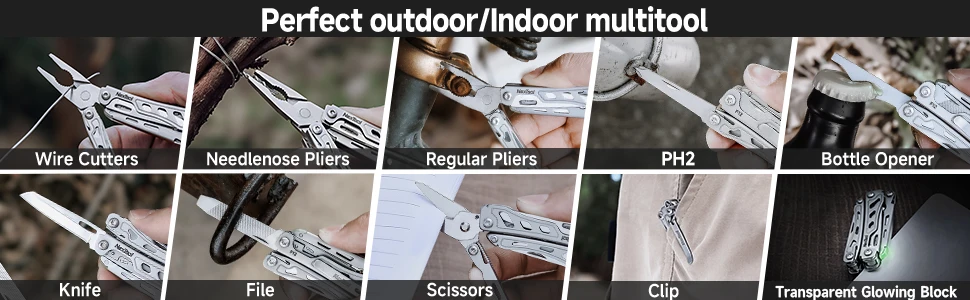 NexTool Mini Flagship F12 Schlüsselanhänger-Multitool 15-in-1 Faltbares EDC-Werkzeug Schere Zange Schraubendreher Feile Lineal Kleine Outdoor-Werkzeuge – Detail 2