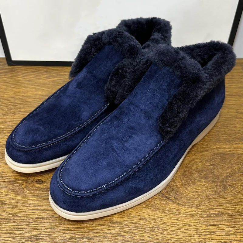 

Высококачественные женские меховые лоферы нового стиля осени/зимы 2023, удобная обувь с обратным фетровым верхом из воловьей кожи 25100708