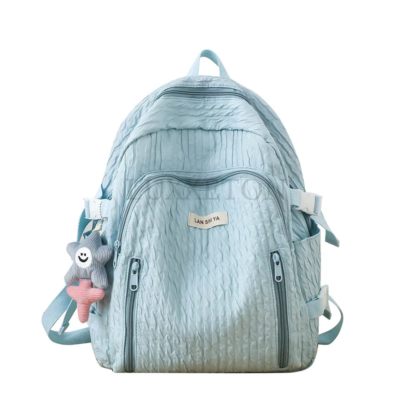 Student Backpack Large Capacity Waterproof Fashion Letters Solid Color Girls Teenagers Casual School Bags School Supplies