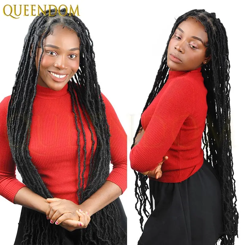 Peluca con malla frontal de 40 "para mujeres negras, trenzas sintéticas con mariposas, peluca senegalesa suave con giro 360, fácil de usar y estilo