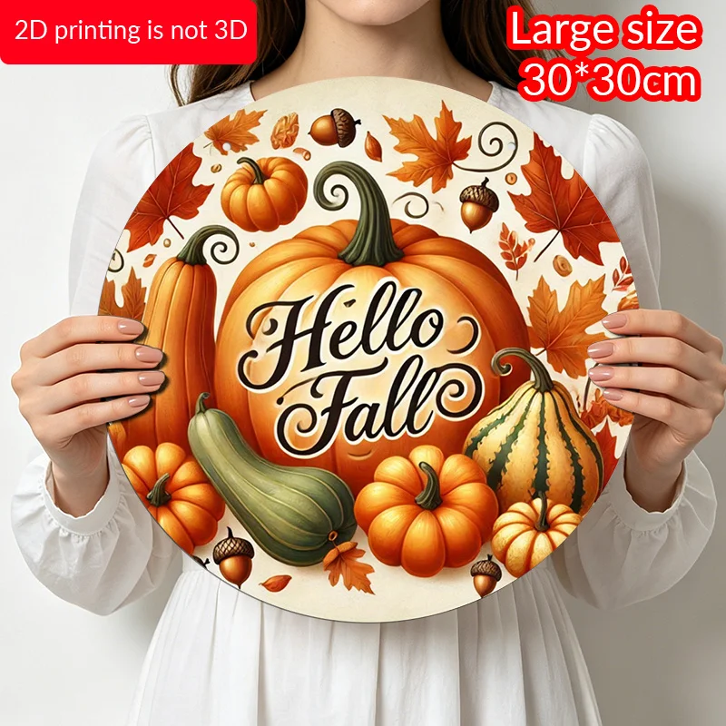 2D Flat, 1pc Round Aluminum Hanging Sign, Bright Cream Background 