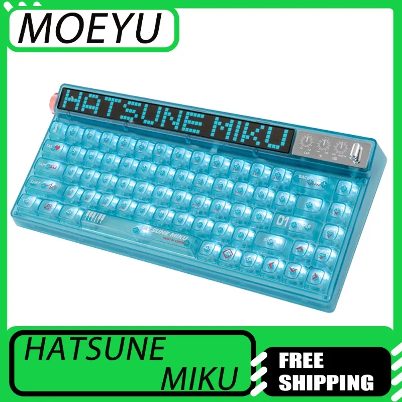 

Moeyu Hatsune Miku Series Mechanical Keyboard Mechanic 68-key Custom Axis Wireless Keyboard LED display for e-sports players