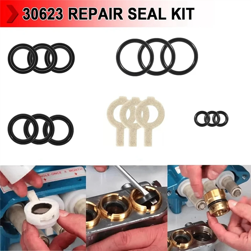 3Sets 30623 Seal Kit, Pump Washer Seals Kit Fits For Cat Pump 30 31 34 310 340 350 Model Frame Plunger Pump