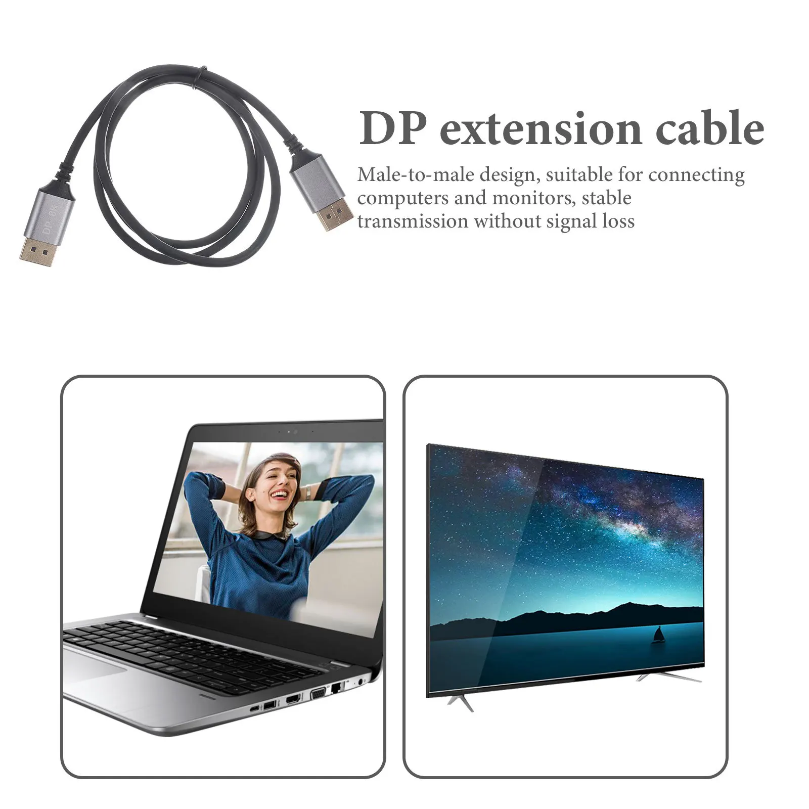 

1m Displayport Extension Cable Male to Male Dp Cable for Monitor Pc Laptop GPU Video Accessory Monitor Supply