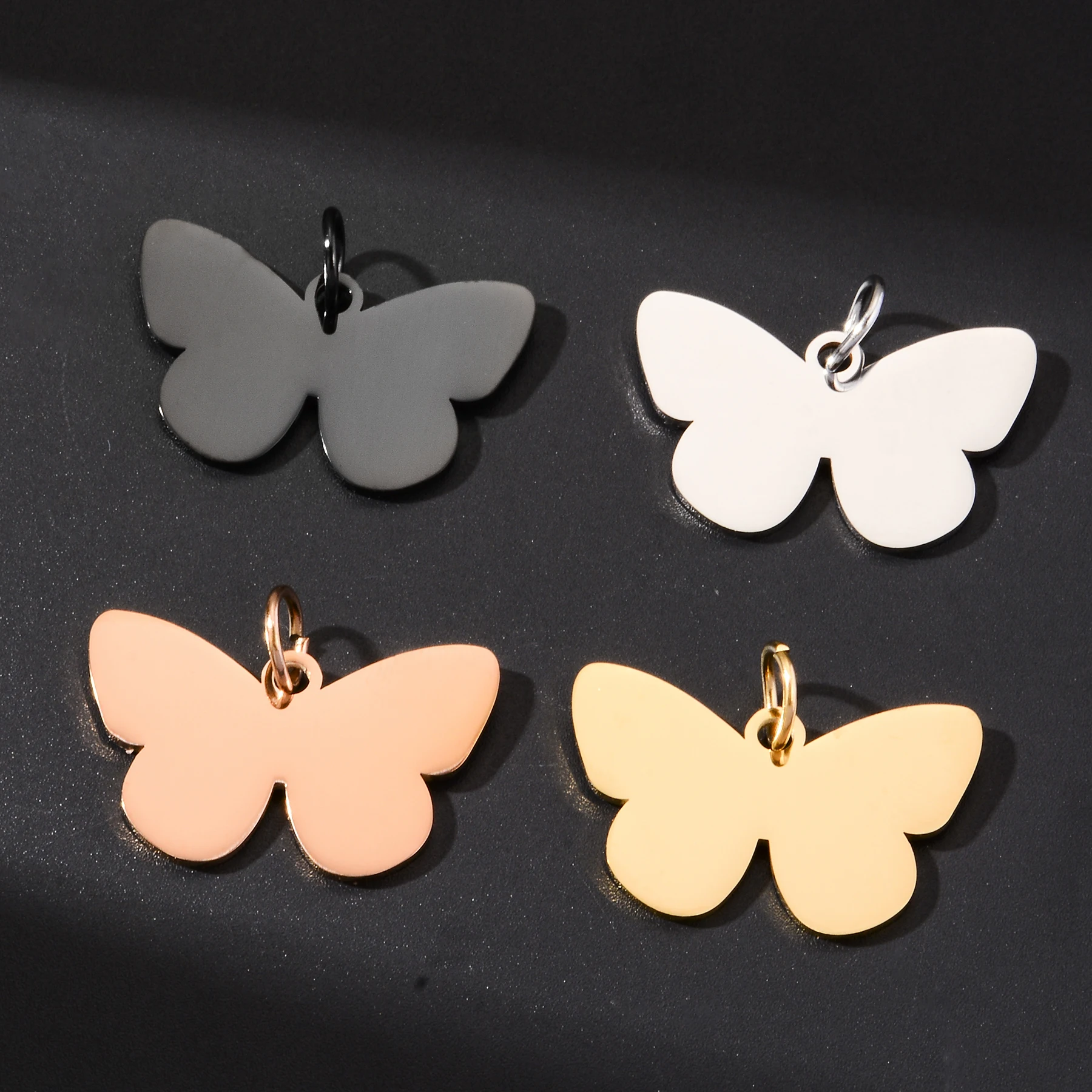 

1pc New Butterfly Mirror Polishing Stainless Steel Tags for DIY Pet Dog Cat Collar Choker Pendant Keychain Accessories