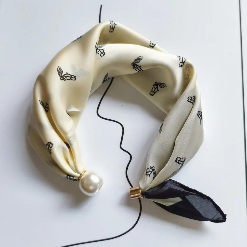 Parelketting Magnetische gesp Luie zijden sjaal Dameshanger Sjaal Sleutelbeenketting Zijden sjaal