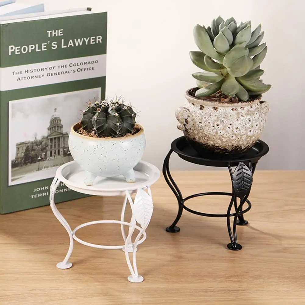 Small Metal Plant Stand Coated Three Legged Potting Rack Round Standing Planter Holder Indoor Plant Display Shelf Plant Stand