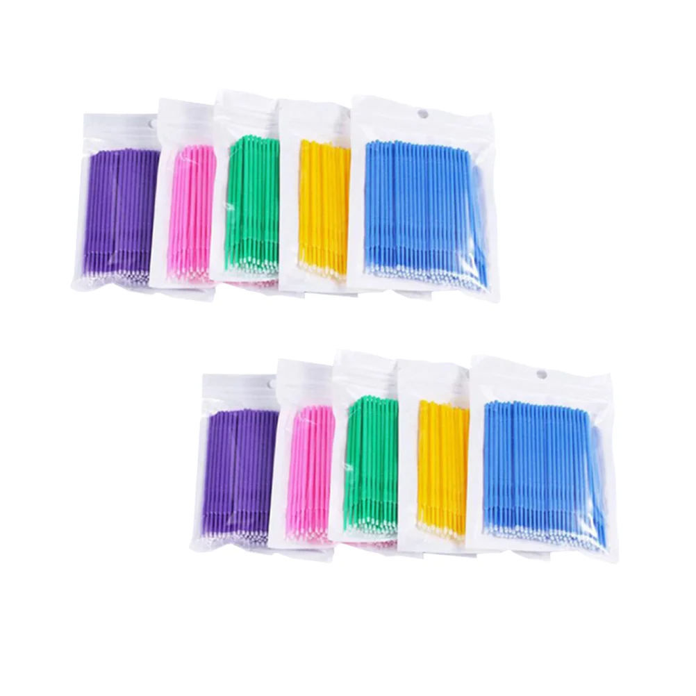

500Pcs Eyelash Glue Cleaning Sticks Embroider Cotton Swabs Sanitary Convenient Bending Design for Lash Serum Grafting Beauty