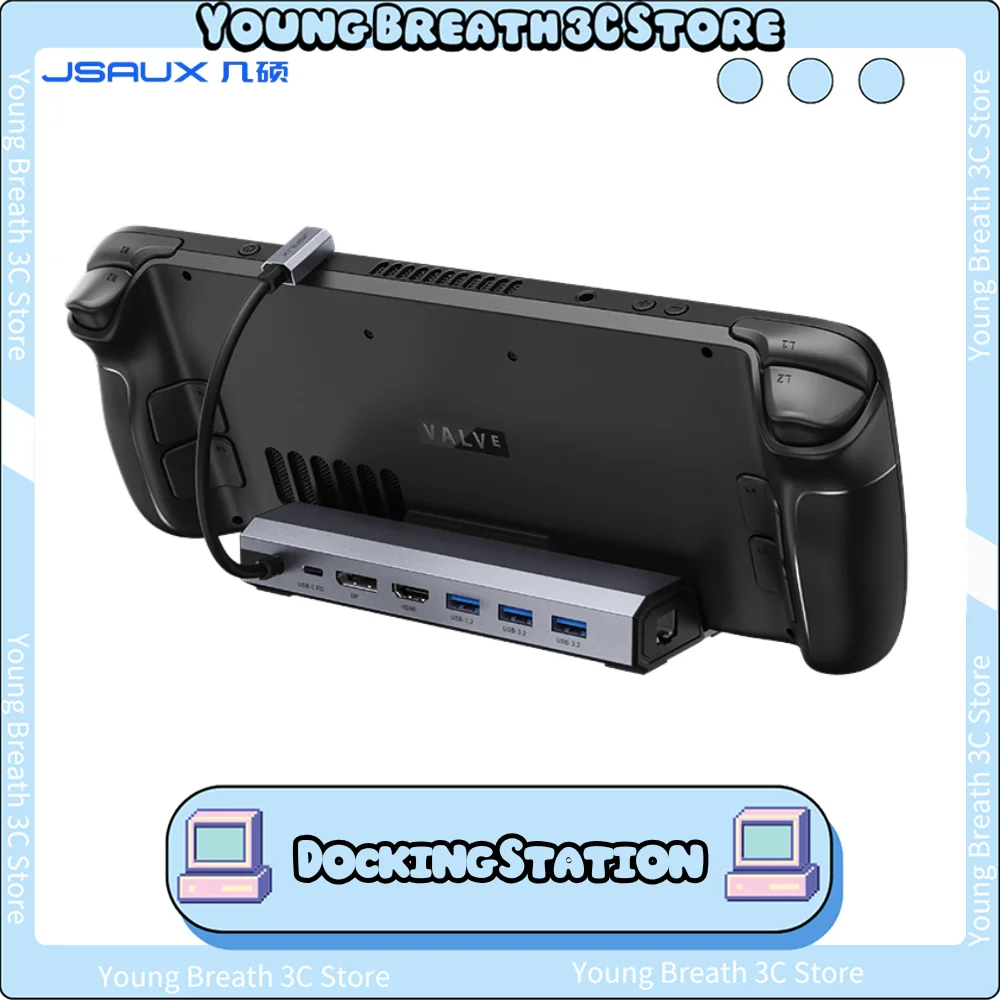 

JSAUX 6-in-1 SteamDeck Docking Station 4K 60HZ PD100W Gigabit Ethernet Port USB3.0 Socket Docking Station For SteamDeck Custom
