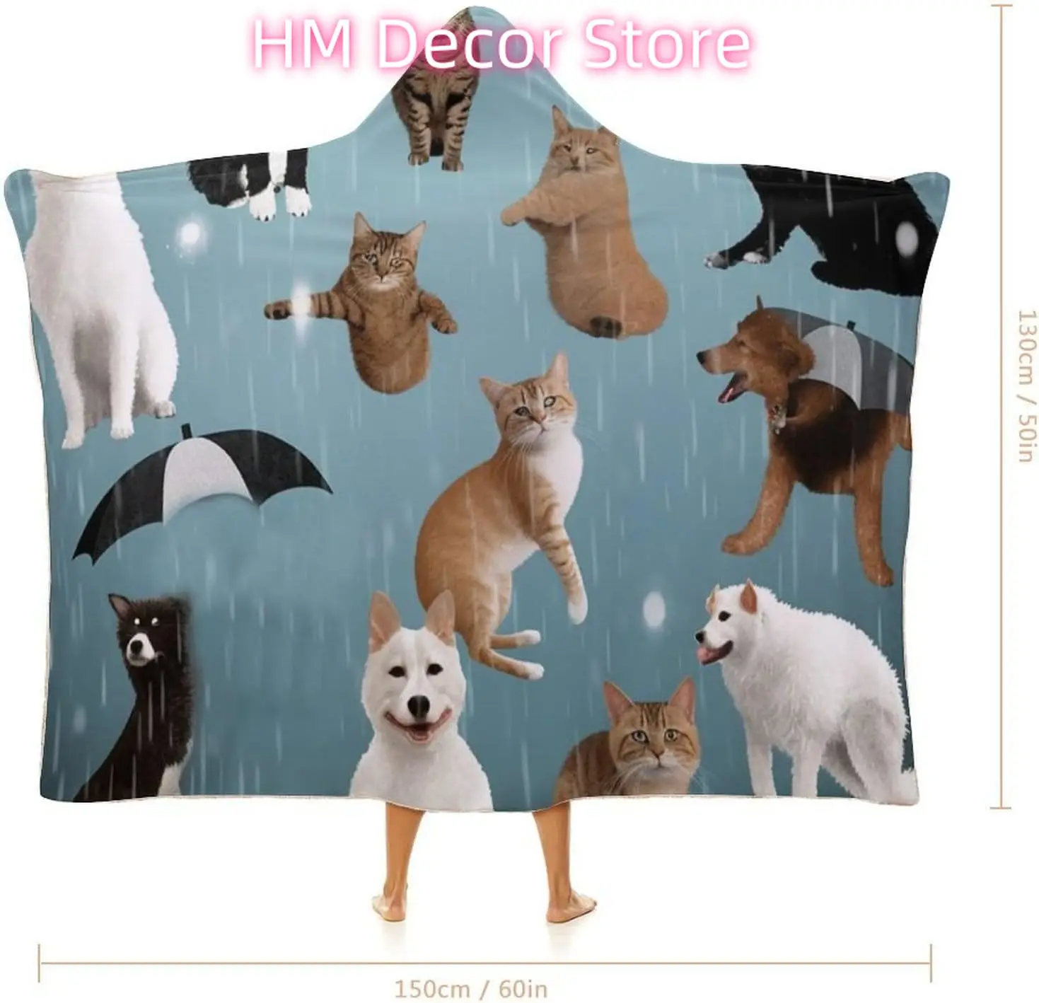 بطانية بغطاء للرأس يمكن ارتداؤها للقطط والكلاب الممطرة، عباءة كيب مخملية أركتيكية فائقة النعومة للجنسين - بطانية مريحة يمكن ارتداؤها #2