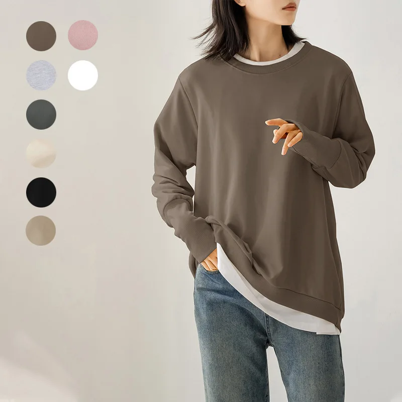 New Product: 8-color Spring And Autumn New Loose-fit Round-neck Cotton Sweatshirt For Women, Oversized Terry Top