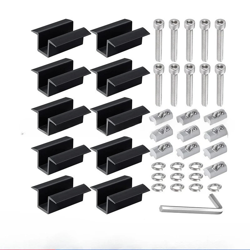 10 X Centre Clamp PV Solar Panels, Black, Module Clamp For All Frame Heights, Solar Panels Bracket For Solar Panels Roof