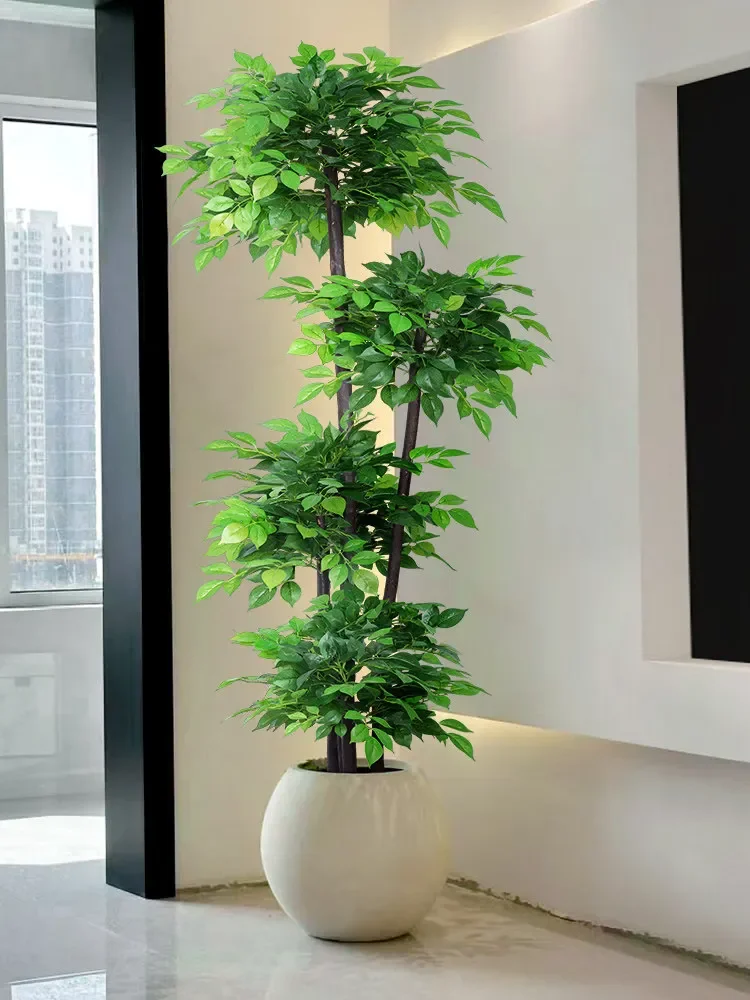 Simulated green plant happiness tree living room large potted plant indoor light luxury decorative flower bionic plant floor orn