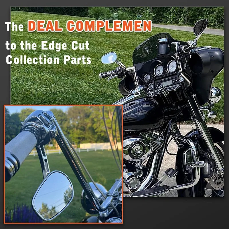 AU04 -Handlebar Mount Mirrors For  Dyna Electra Glide Road Glide Road King Sportster 1200 883 Rearview Mirrors, Chrome