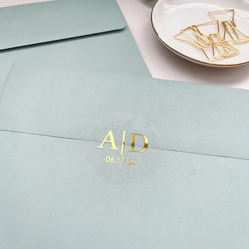 50 قطعة من ملصقات الزفاف على شكل حرف واحد فقط، ملصقات شفافة مخصصة، ملصقات ملصقات مستديرة مخصصة، ملصقات مغلف