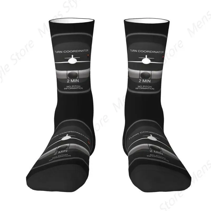 Fun Printing Turn Coordinator Flight Instruments Socks  Stretchy Summer Autumn Winter Aviation Airplane Pilot Crew Socks