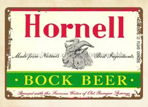 Hornell Bock Beer Label metal tin sign garage signs and decor sign