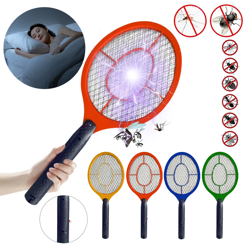 

1/2PCS Electric Fly Swatter Battery Powered Mosquito Swatter Racket Portable Bug Zapper Insects Killer Racket for Home Office