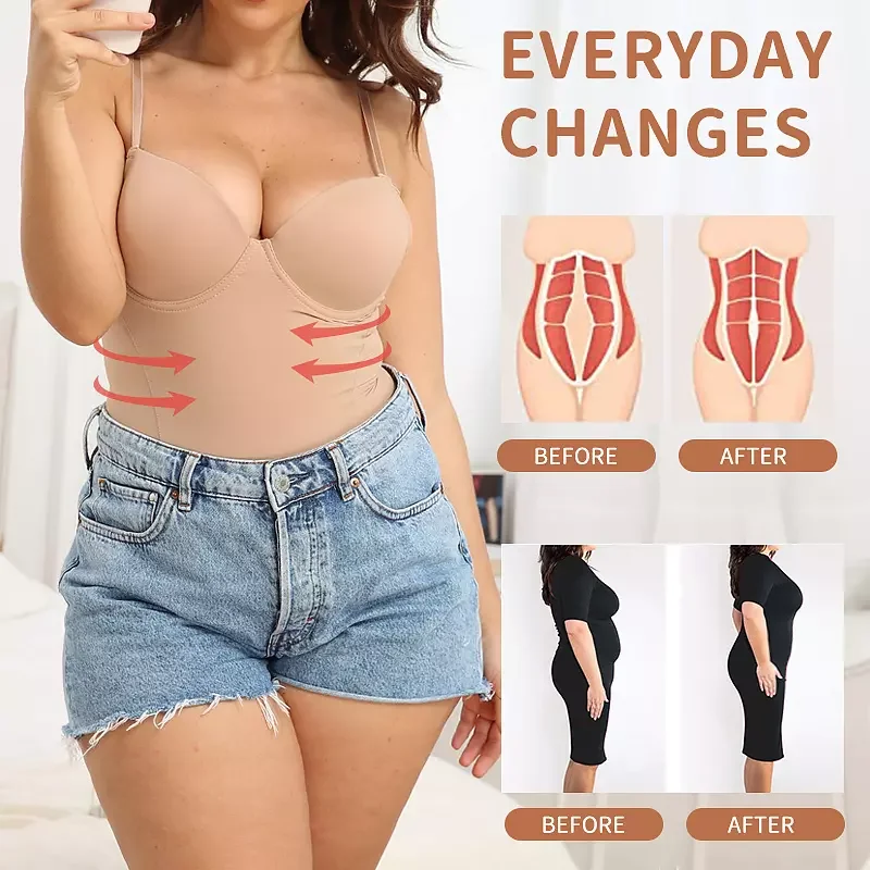 Body Shaper for Women Tummy Control Shapewear Bodysuit Waist Trainer Fajas One Piece Built-In Bra Jumpsuit Tops Slim Underwear