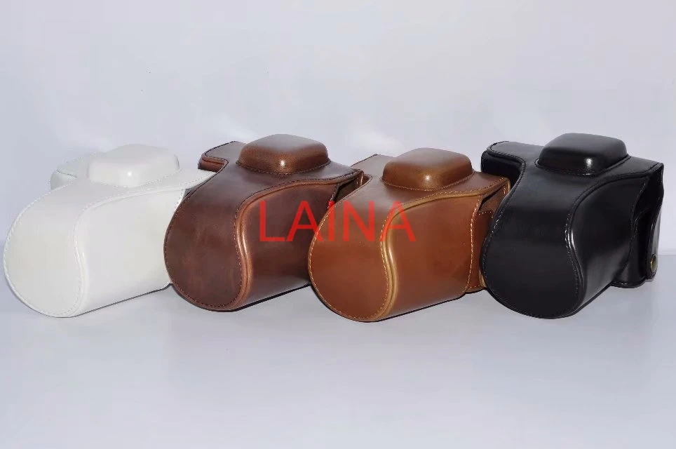 PU Leather Camera Case Bag, Protective Cover for Olympus PEN E-PL3 EPL3 E-PM1 EPM1 & 14-42mm Lens, Black Brown Coffee White