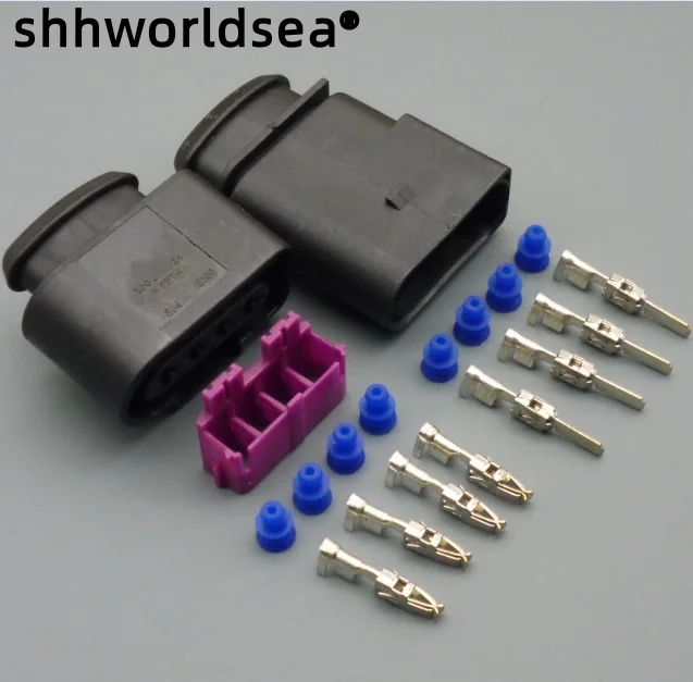 shhworldsea 4 Pins Male Plug Female Socket 4B0973724 638245-1 1J0973724 1J0973824 Auto Ignition Coil Wire Connector For VW Audi