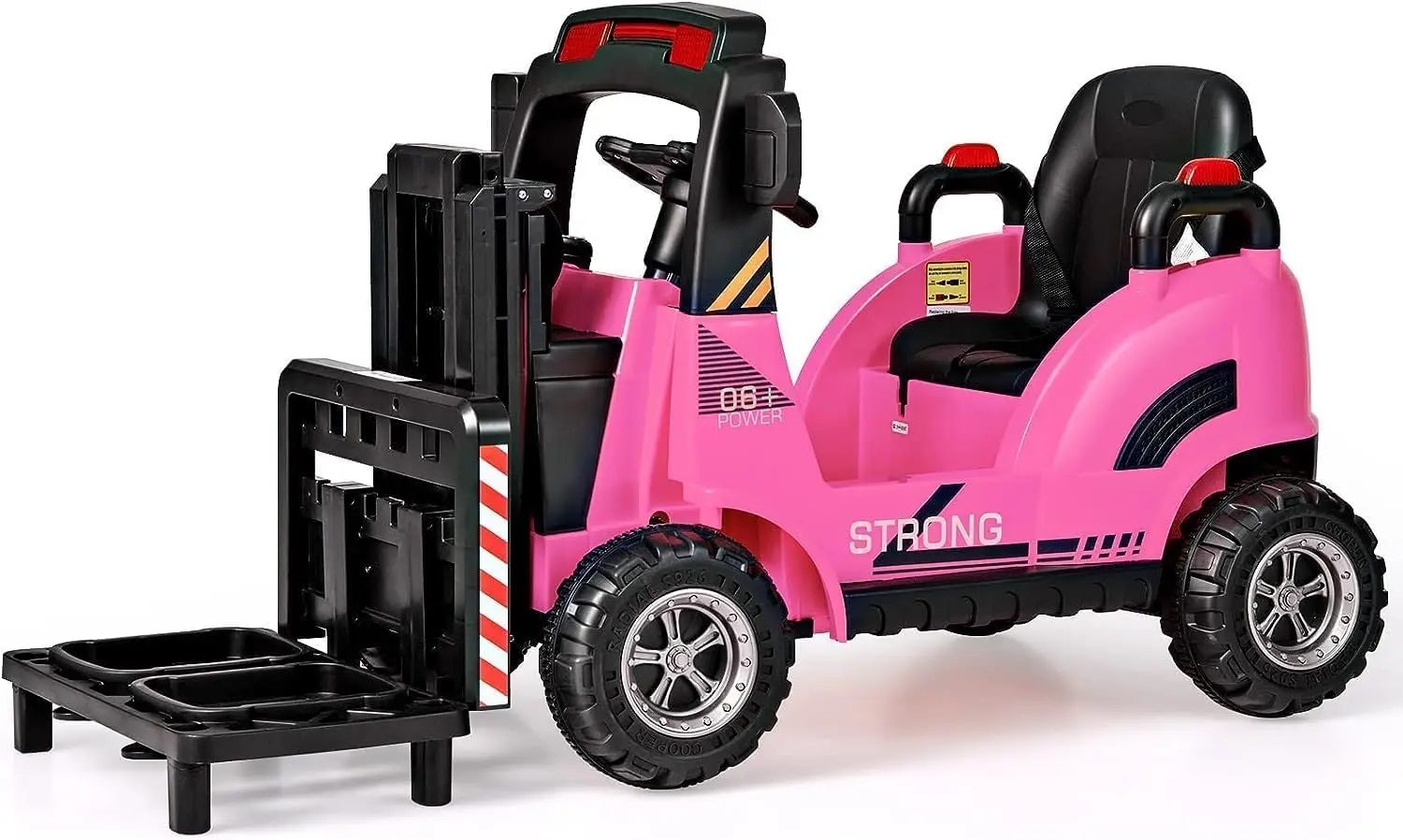 Ride on Forklift, 12V Kids Electric Vehicle Construction Truck with Remote Control, Liftable Fork and Pallet, Toddlers Battery P