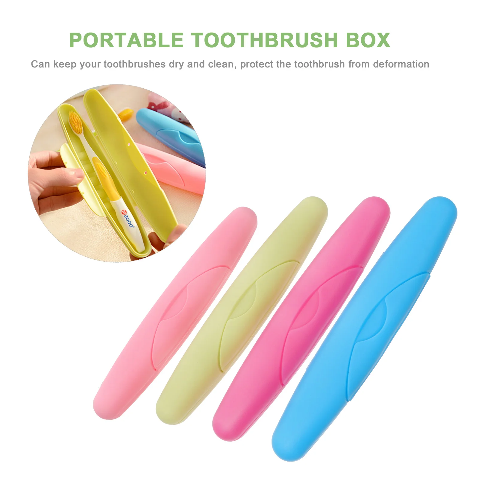 4 Pcs with Lock Portable Toothbrush Case Travel Holder Covered 22X4cm Plastic Protector