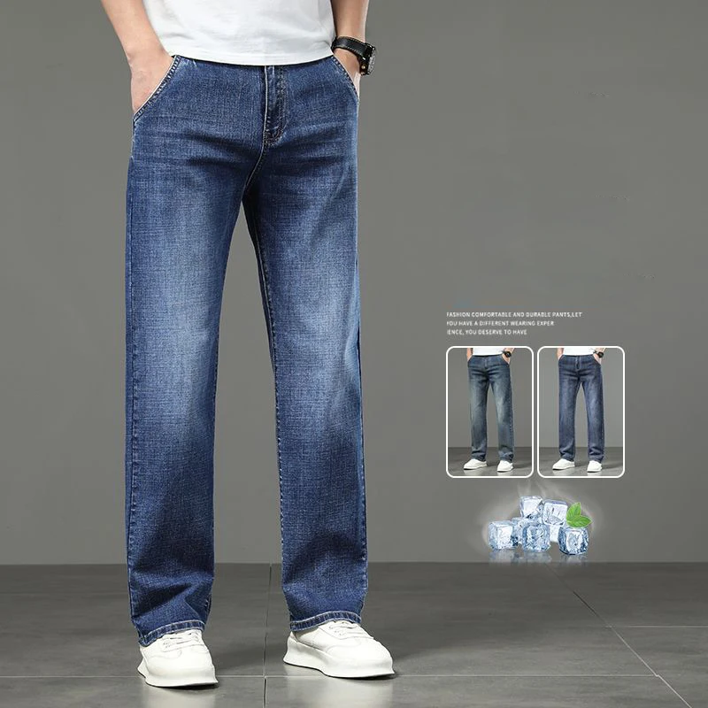 Vintage Men's Jeans Summer Thin Fashion Casual Business Trousers Breathable Comfortable Brand Male Clothing Denim Pants