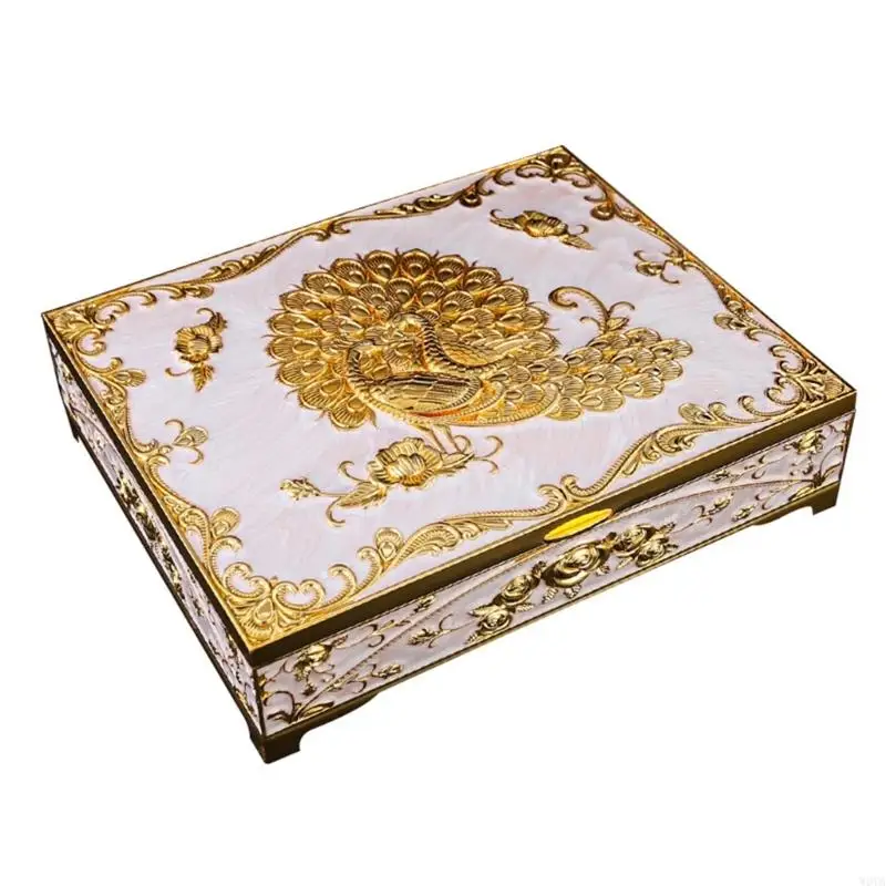 

W0YA Elegant Various Compartment Metal Jewelry Case Portable Organizers with Protections Displaying Box Suitable for Rings