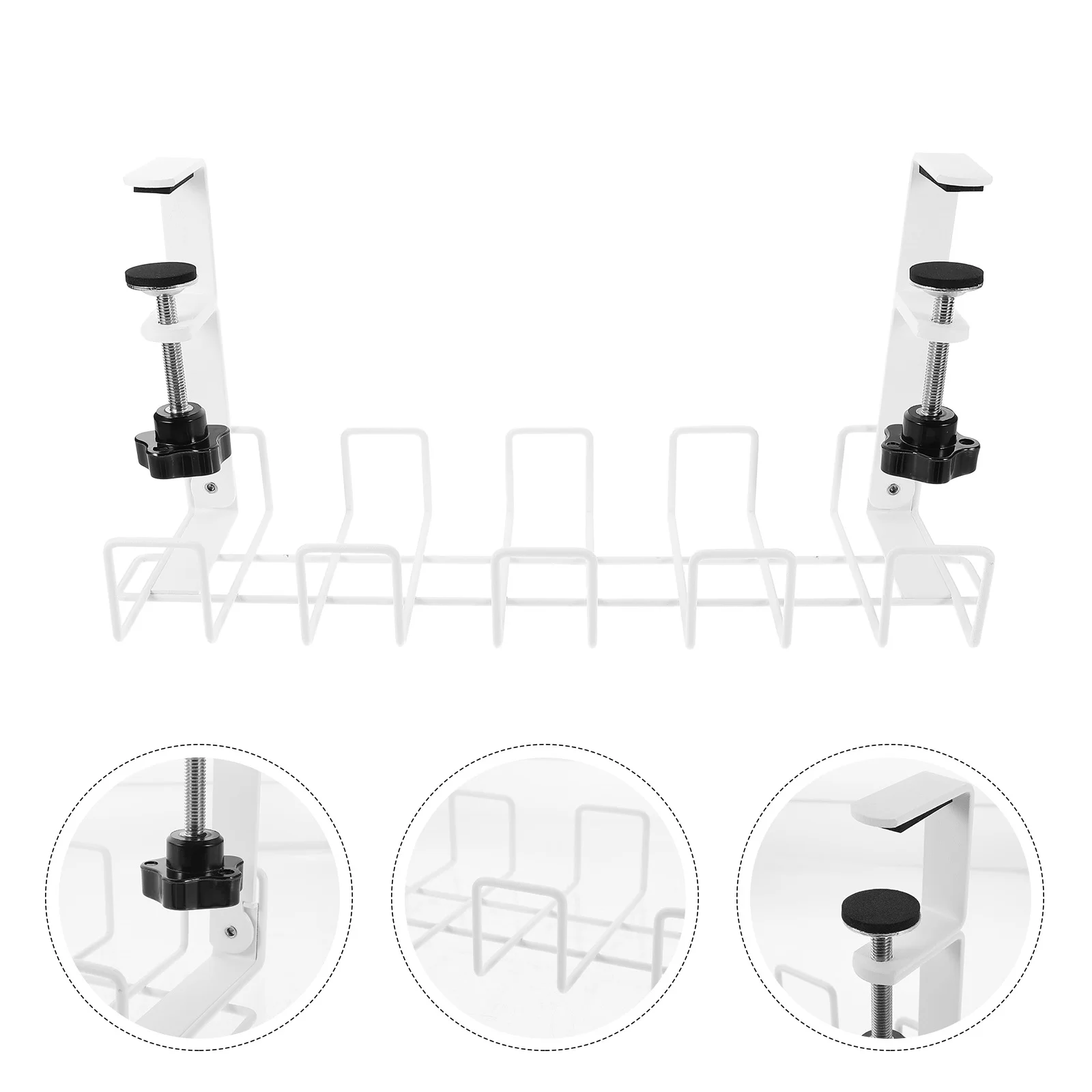 Weißes Tablettregal für Draht-Organizer, kleine Größe, Eisenmaterial, keine Werkzeuge, einfache Installation, Kabel-Organizer für unter dem Schreibtisch