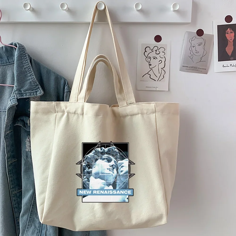 Shopping Bag Reusable Foldable Tote Cute Sculpture Grocery Bag with Bag Large Capacity Tote Shopper Handbag Eco-Friendly