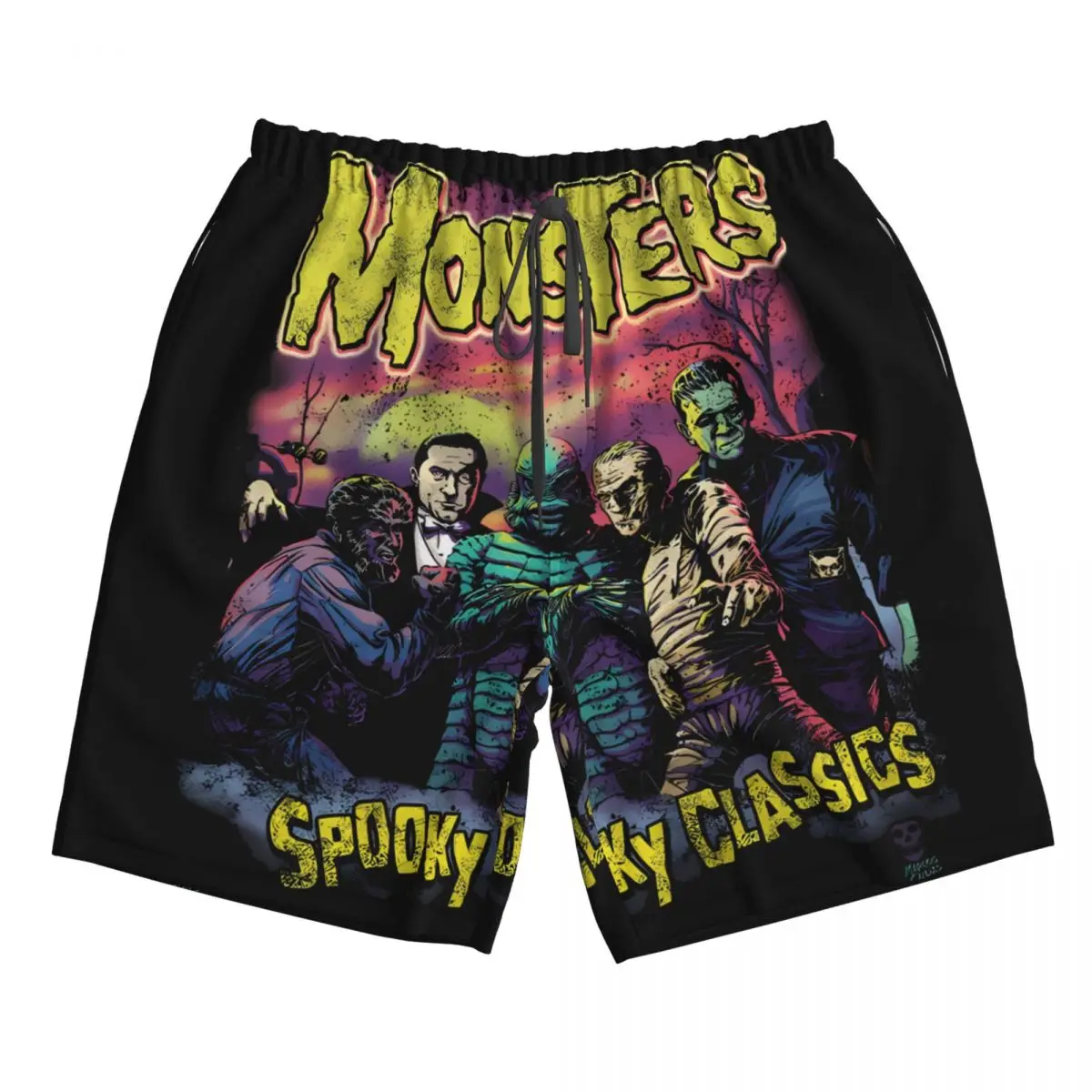 

Universal Monsters Black Lagoon Creature Men's Printed pattern beach shorts,suitability Walk,run,surf, wear on the beach,at home