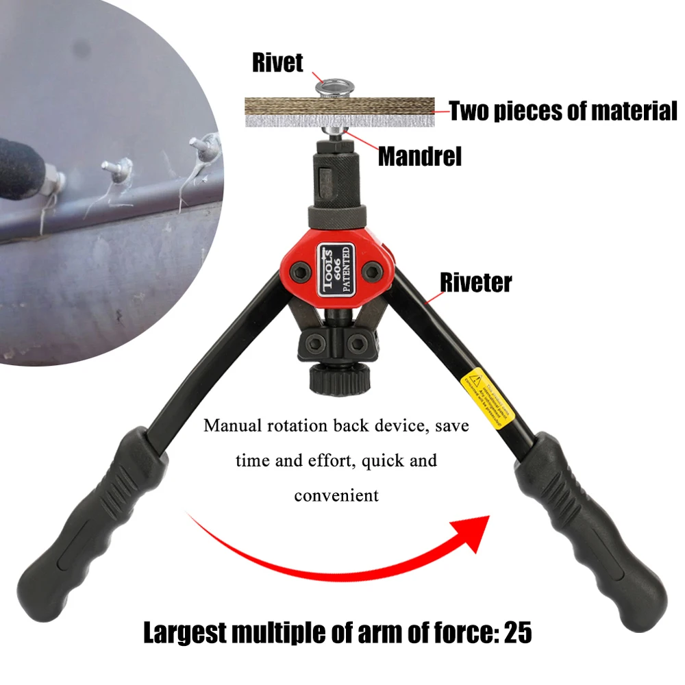 12in Labor-saving Hand Riveter BT-606 Double Insert Manual Rivet Machine Riveting Tools with Nuts Riveting Tools Hand Riveter