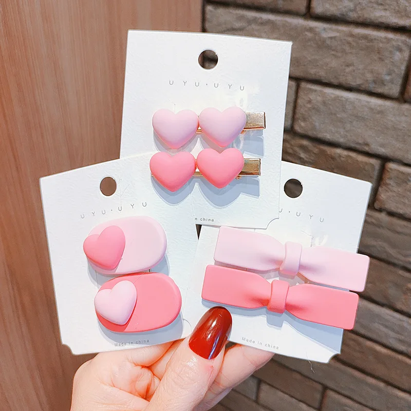 New Fashion Fine Pink Color Flower Geometry Bow Tie Hairpin for Women Girl Hair Accessories Headdress image 2