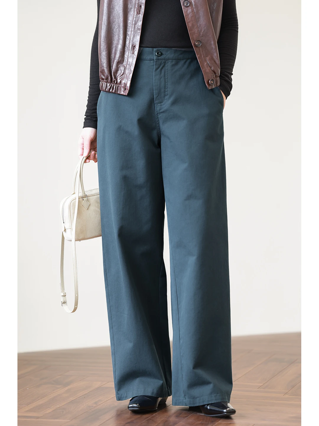 

High Waist Straight Leg Loose Fit Cotton Casual Pants Women's Wide Leg Pants Autumn Waed out Sle Comfortable Breathable