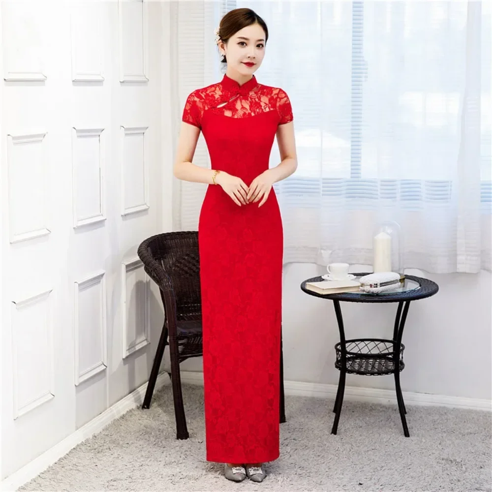 

Кружевное уличное платье Cheongsam Qipao Y2k для женщин, летняя женская одежда, винтажная модная одежда, повседневная элегантная этническая одежда