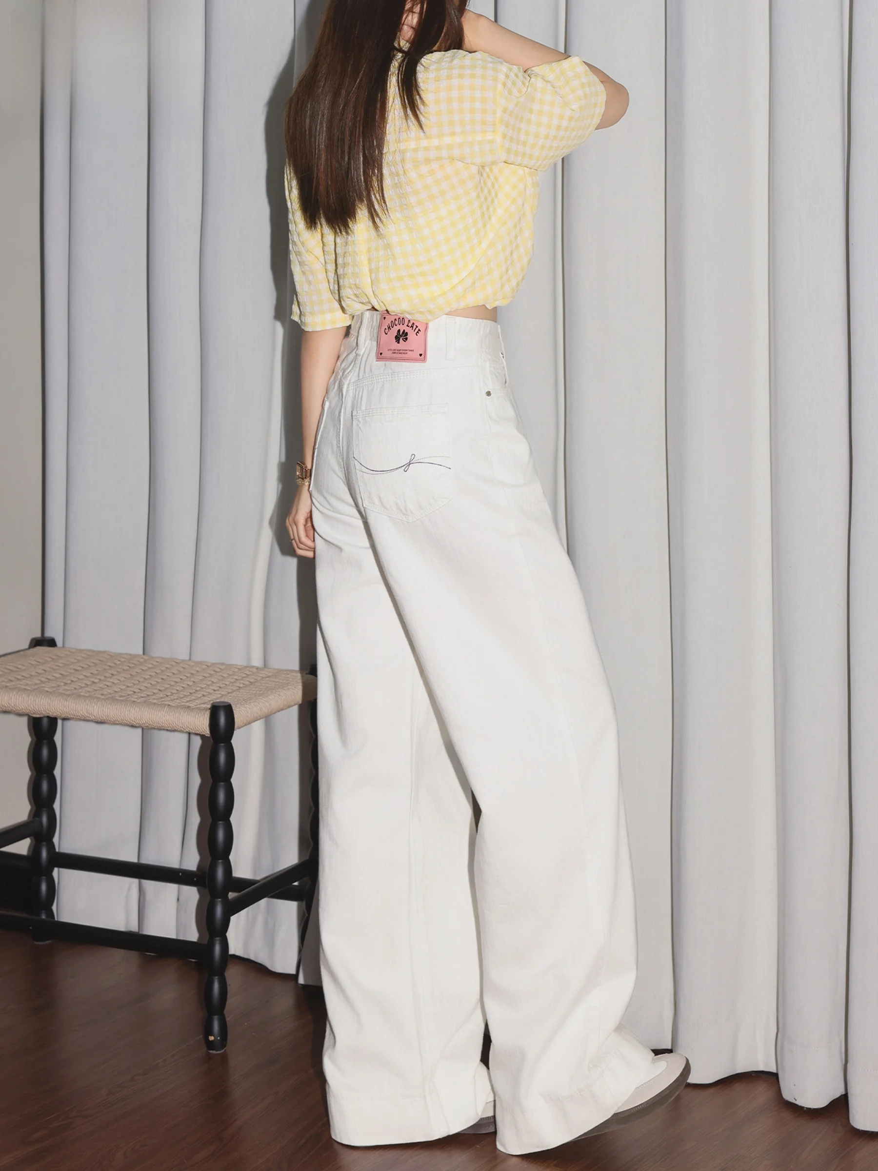

High Waist Straight Leg Wide Leg Jeans Women's Loose Fit Slimming Summer Jeans Light Beige Casual High Waist Denim Pants