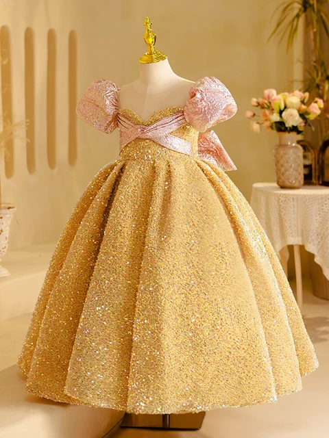 Girls gold formal dress deals